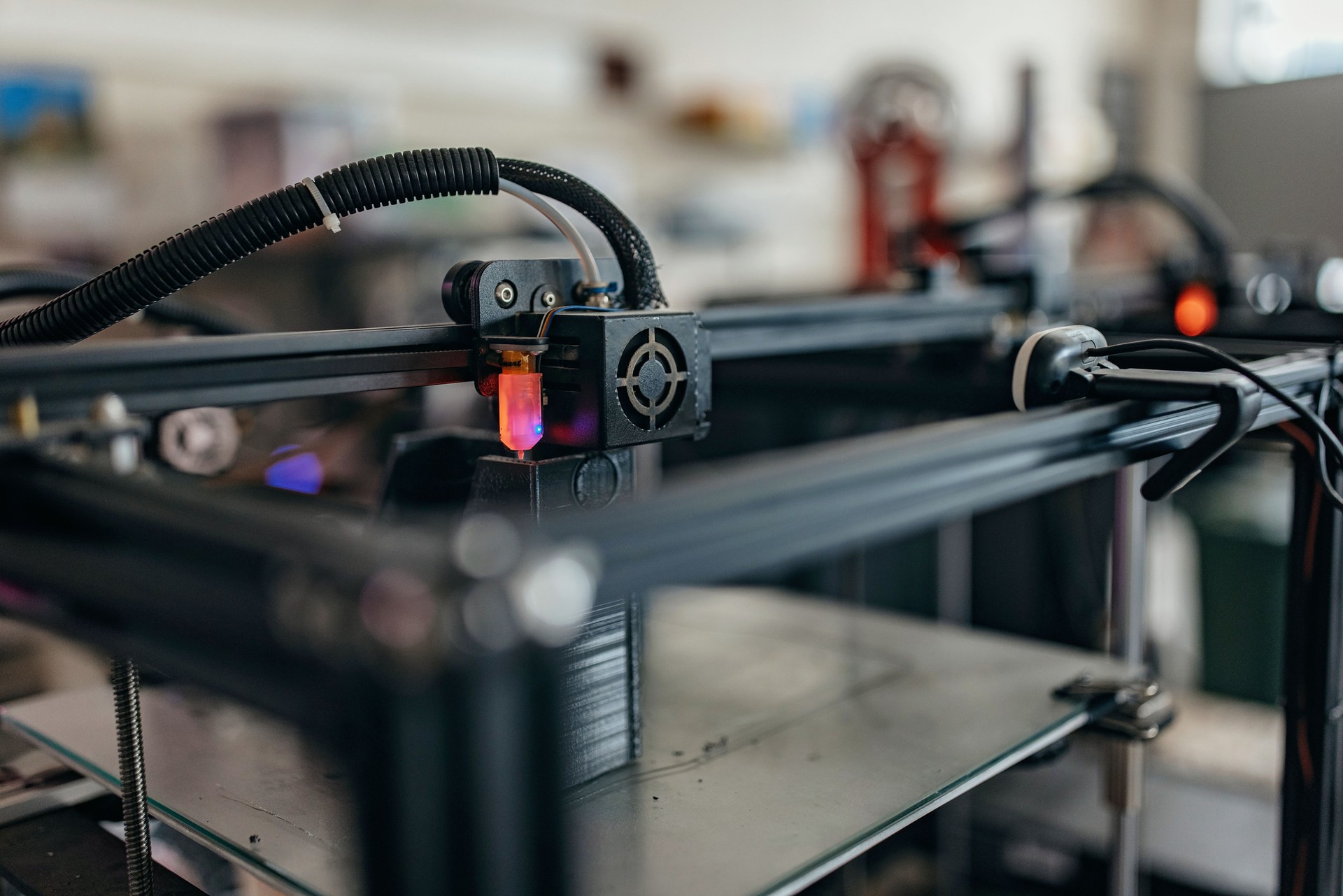 Close-up on a 3D printer